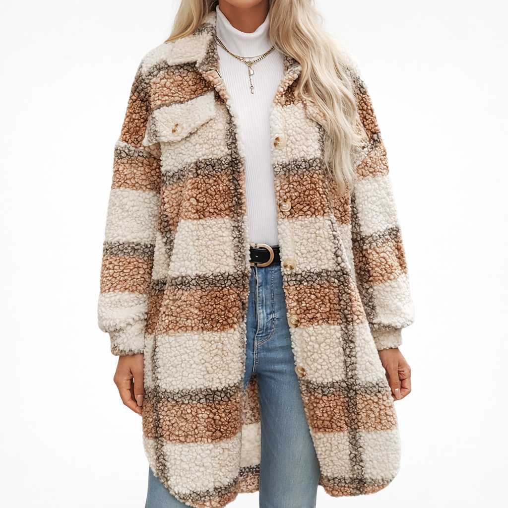 Brit & Boho™ | Mila Checked Jacket with Lapel Collar