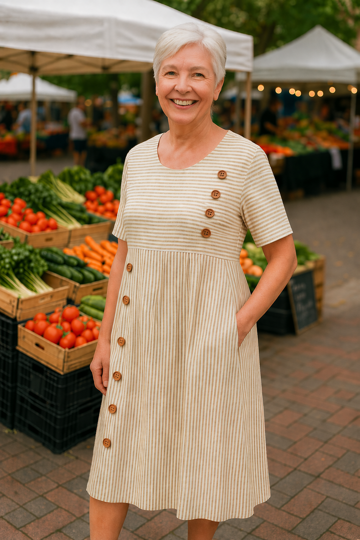 Brienne | Striped Midi Dress – Effortless Comfort, Everyday Confidence