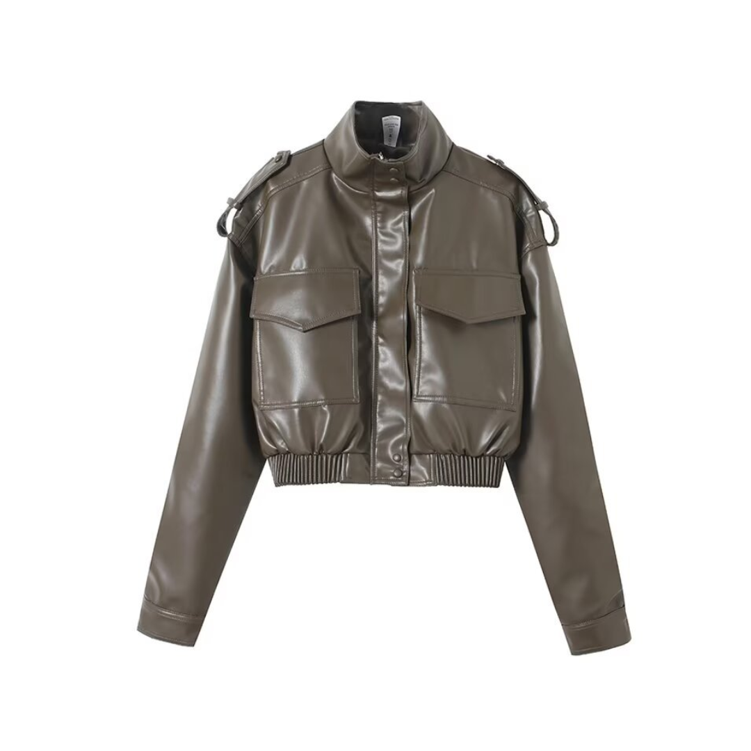 ZEPHYRINE™ – Edgy Faux Leather Moto Jacket