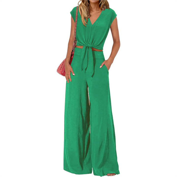 SUNDRA™ – Breezy Belted Crop Wide Leg Set
