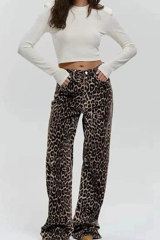 Brit & Boho™ I Leopard Denim Straight Jeans Brit & Boho | Fashion & Boutique