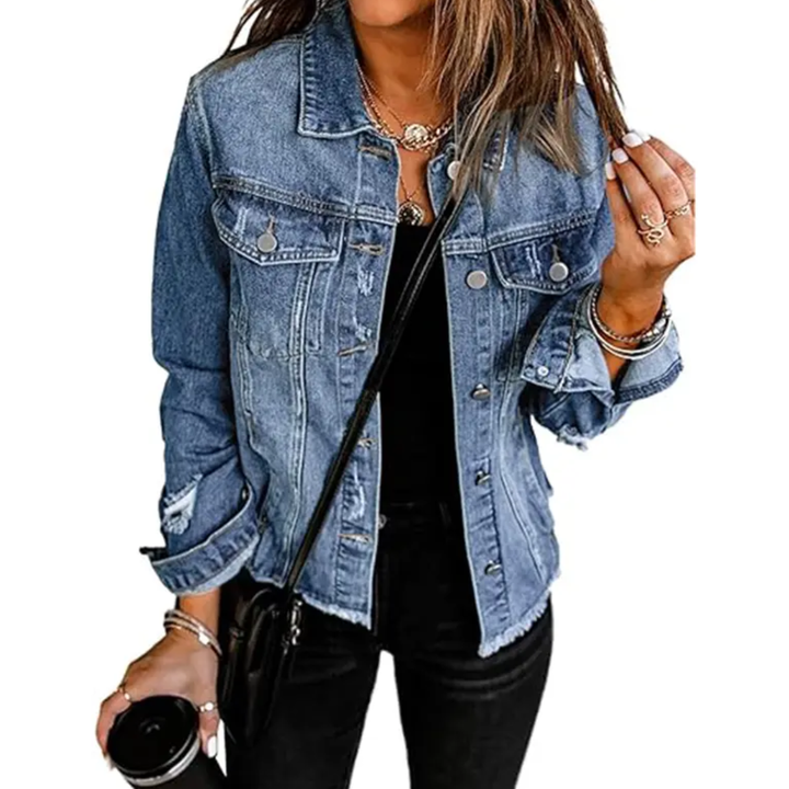 DENIM™ – Distressed Boyfriend Denim Jacket