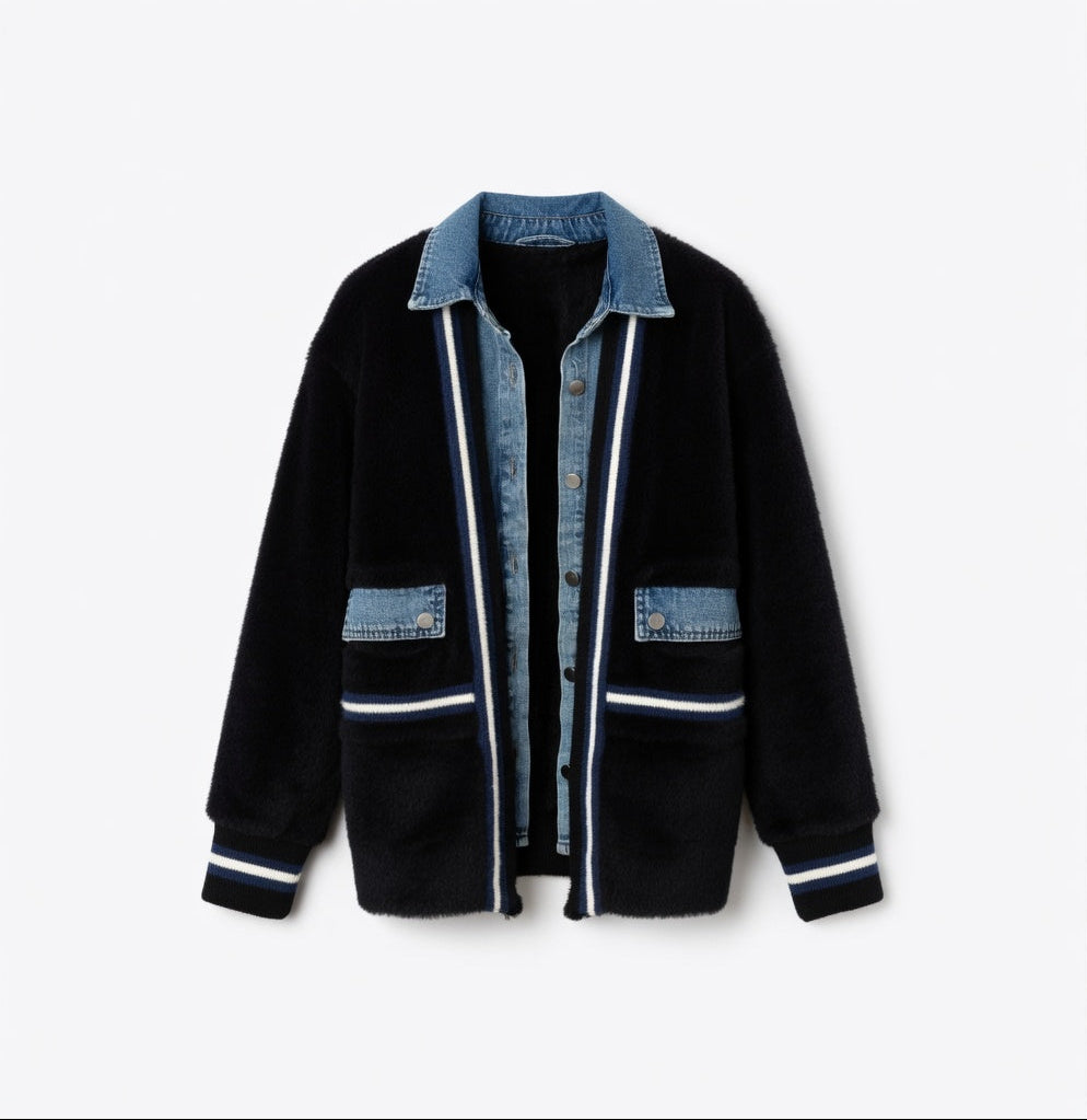 Brit & Boho™ | Amira Denim Patchwork Cardigan