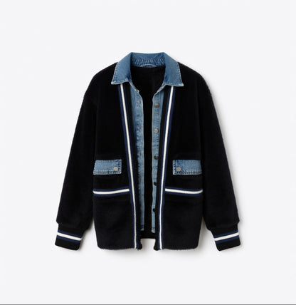 Brit & Boho™ | Amira Denim Patchwork Cardigan