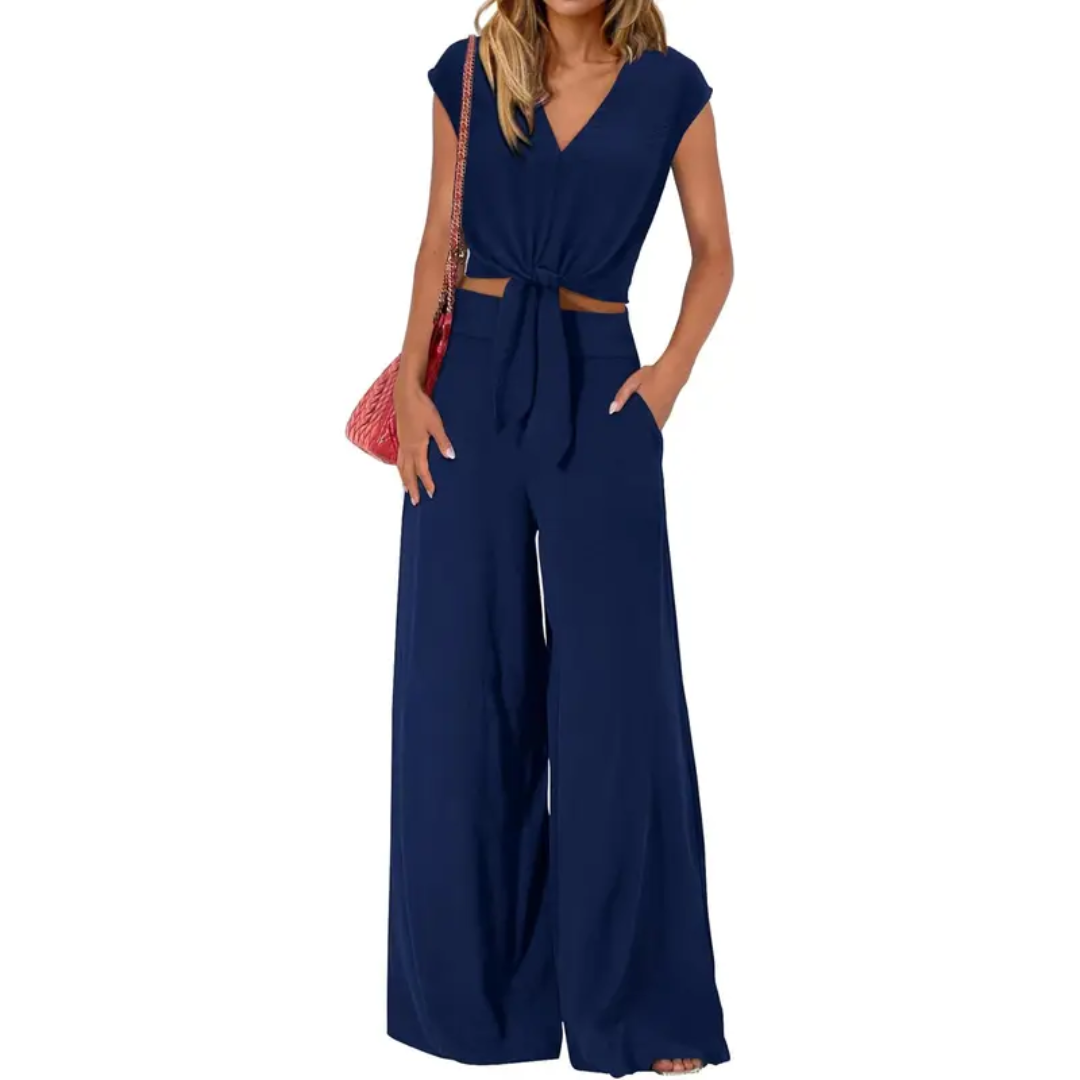 SUNDRA™ – Breezy Belted Crop Wide Leg Set