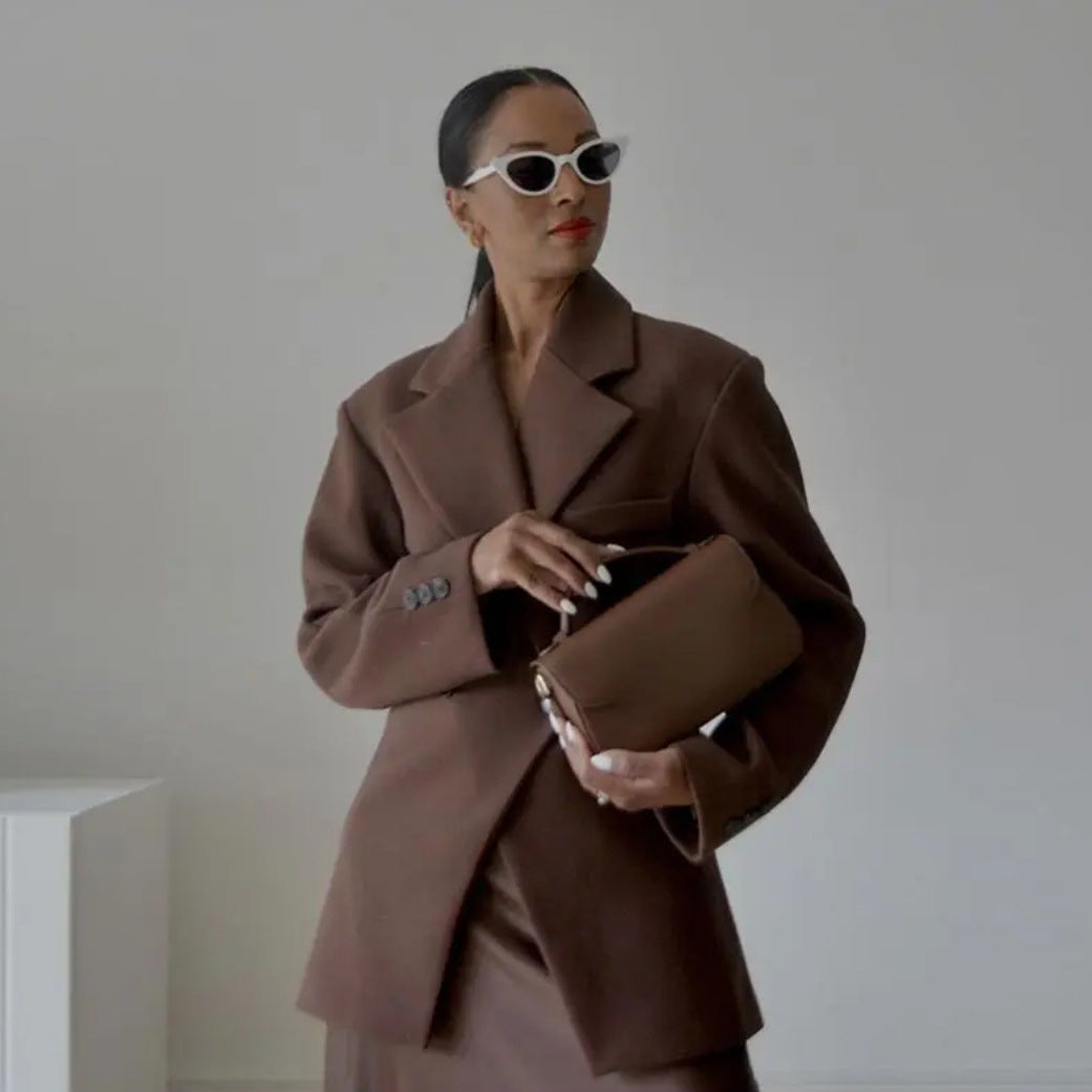 Brit & Boho™ I Timeless Double‑Breasted Tailored Blazer