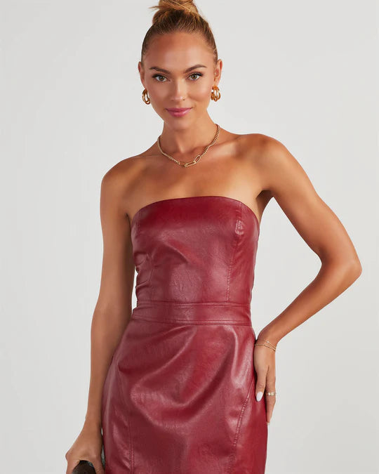 Brit & Boho™ I Hayley Faux Leather Strapless Mini Dress Brit & Boho | Fashion & Boutique