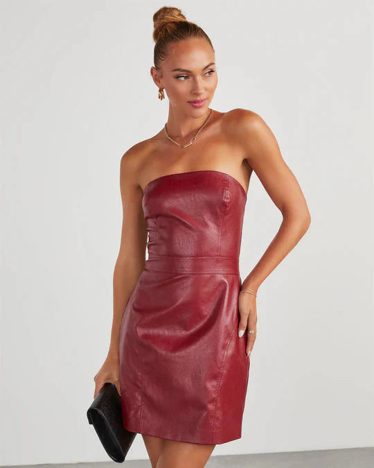 Brit & Boho™ I Hayley Faux Leather Strapless Mini Dress Brit & Boho | Fashion & Boutique