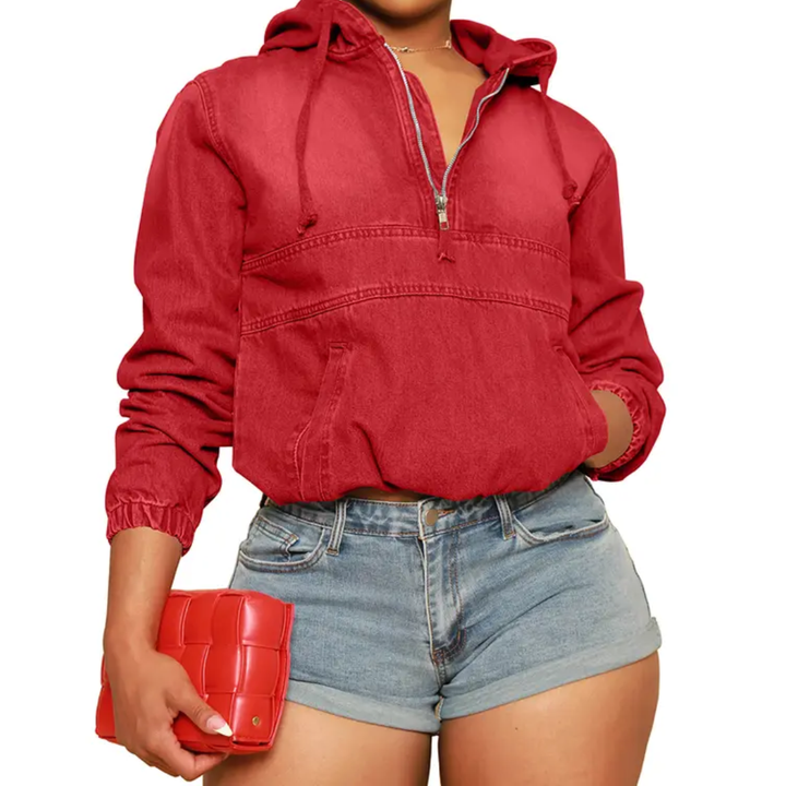 RYDEN™ – Moto-Inspired Hooded Denim Pullover Jacket