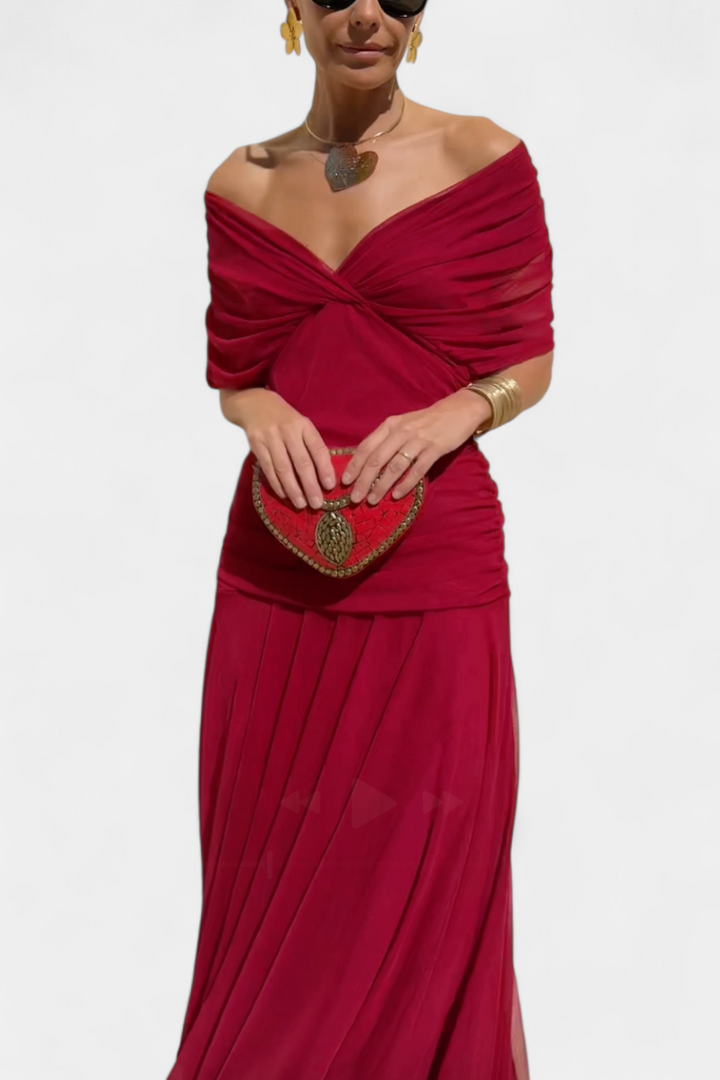 Florendra | Long Floral V Neck Dress