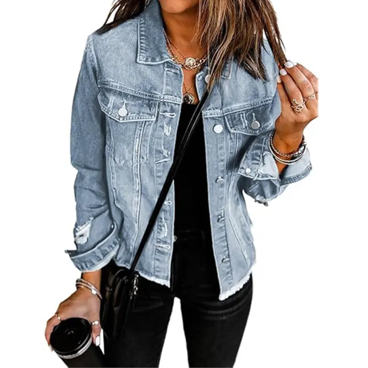 DENIM™ – Distressed Boyfriend Denim Jacket