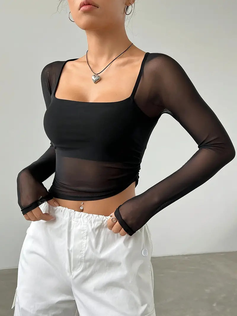 Brit & Boho™ I Shayne Women Regular Fit Square-Neck Crop Top