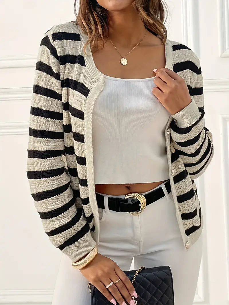 Brit & Boho™ I Sunshine Striped Cardigan with Long Sleeves