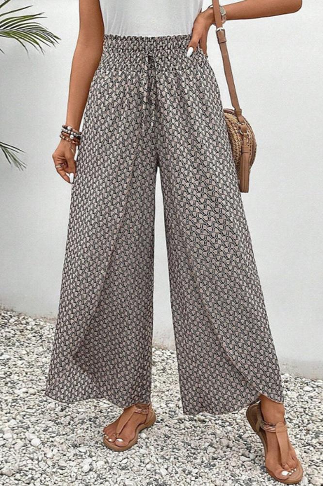 Brit & Boho™️ | Lunara | Women's Wide-Leg Trousers in Geometric Print sadiluxe