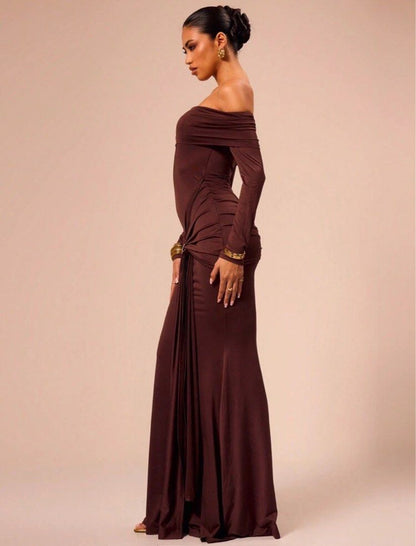 Brit & Boho™ I Eunice Off Shoulder Long Sleeve Wrap Maxi Brit & Boho | Fashion & Boutique