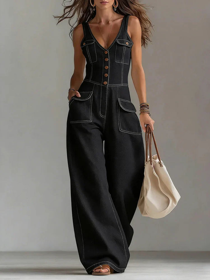 Sophie Wide-Leg Denim Jumpsuit