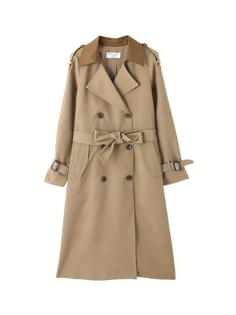 Brit & Boho™ I Cherry Double-Breasted Trench Coat