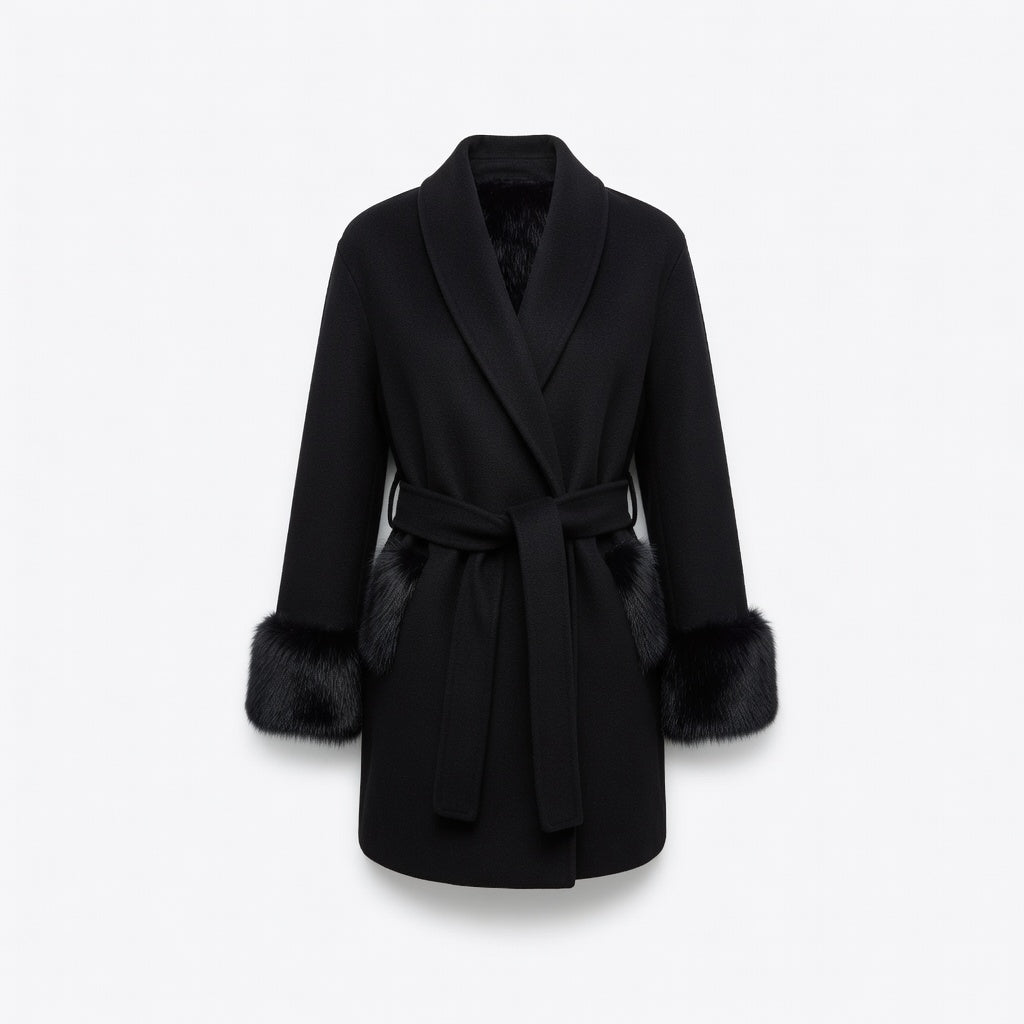 Brit & Boho™ | Alessia Fur Trench Coat