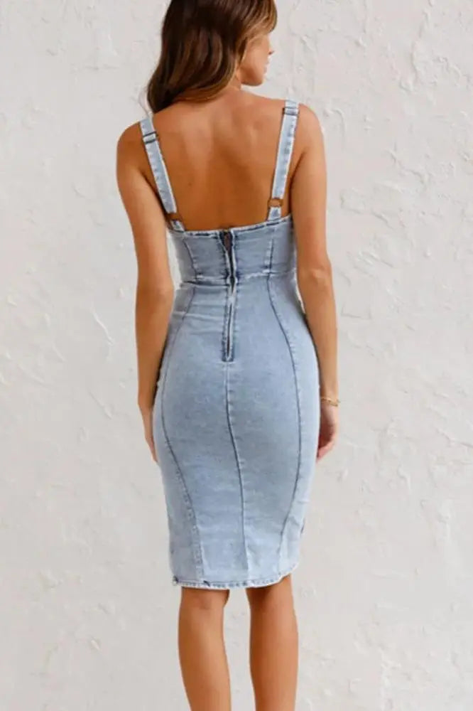 Brit & Boho™️ | Aurora | Denim Dress with Adjustable Straps TMS