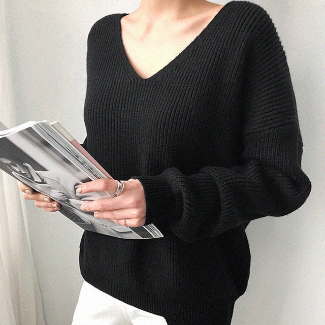 Brit & Boho™ I Kray V-Neck Solid Pullovers Knitted Tops Brit & Boho | Fashion & Boutique