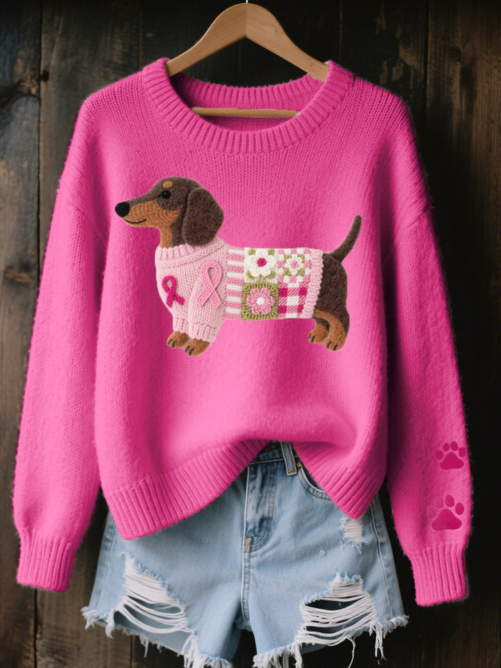Naoni – Sweater in Knit with Dachshund Felt Pattern