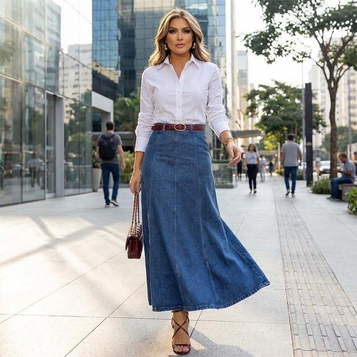 LORA - Denim Maxi Skirt