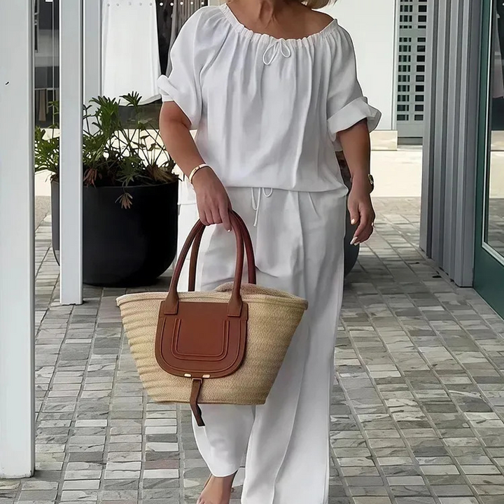 Women's Drawstring Top & Pants 2-Piece Set – Relaxed Fit, Comfortable & Perfect for Lounging or Everyday Style 🌸