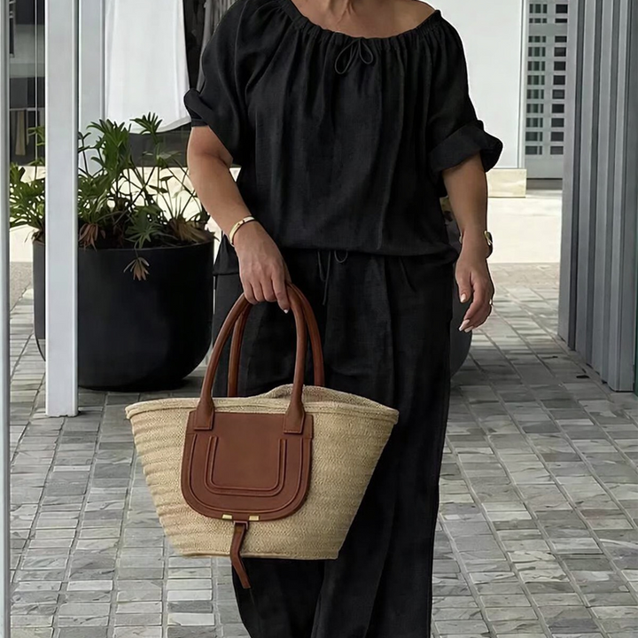 Women's Drawstring Top & Pants 2-Piece Set – Relaxed Fit, Comfortable & Perfect for Lounging or Everyday Style 🌸