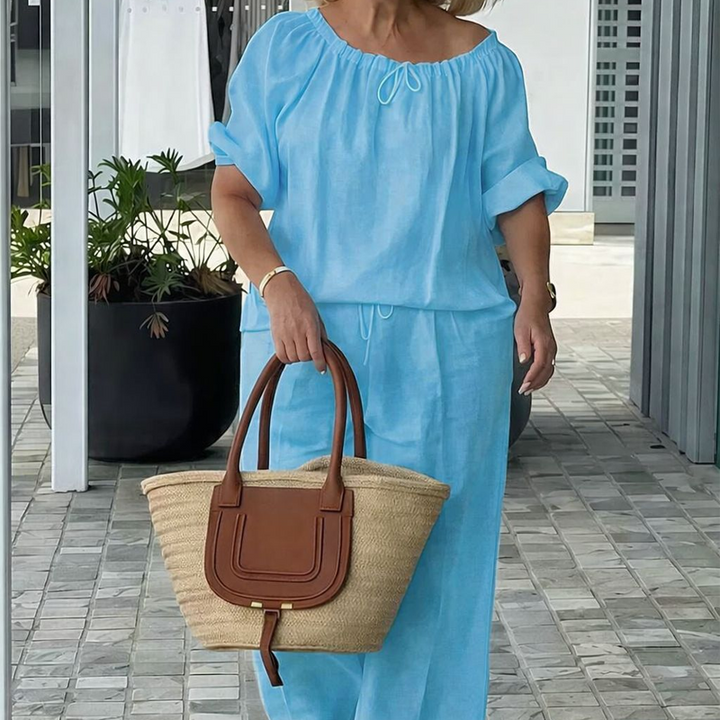 Women's Drawstring Top & Pants 2-Piece Set – Relaxed Fit, Comfortable & Perfect for Lounging or Everyday Style 🌸