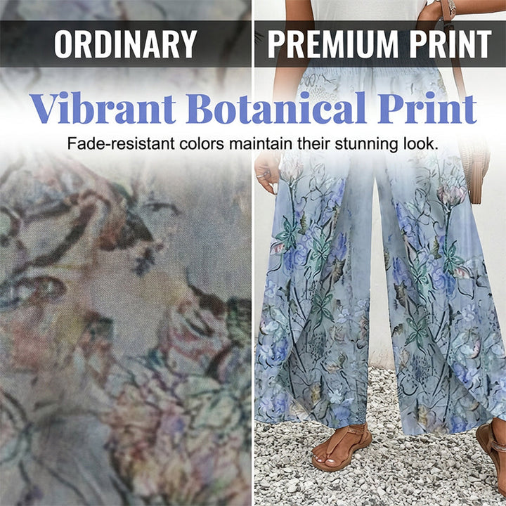 Women's Printed Wide-Leg Drawstring Trousers